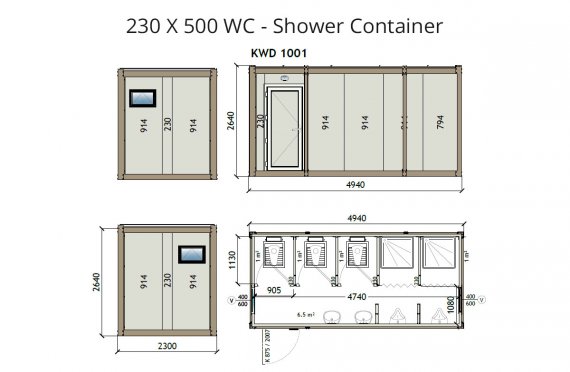 KW6 230X500 Контейнер Тоалетна - Баня